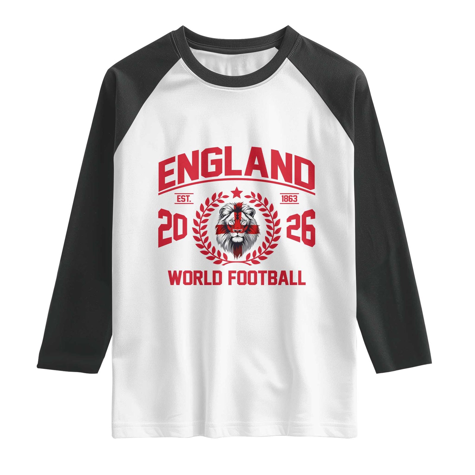 England Football Flag Raglan Shirt Lion St George Cross Soccer Fan Patriotic TS14 White Black Print Your Wear