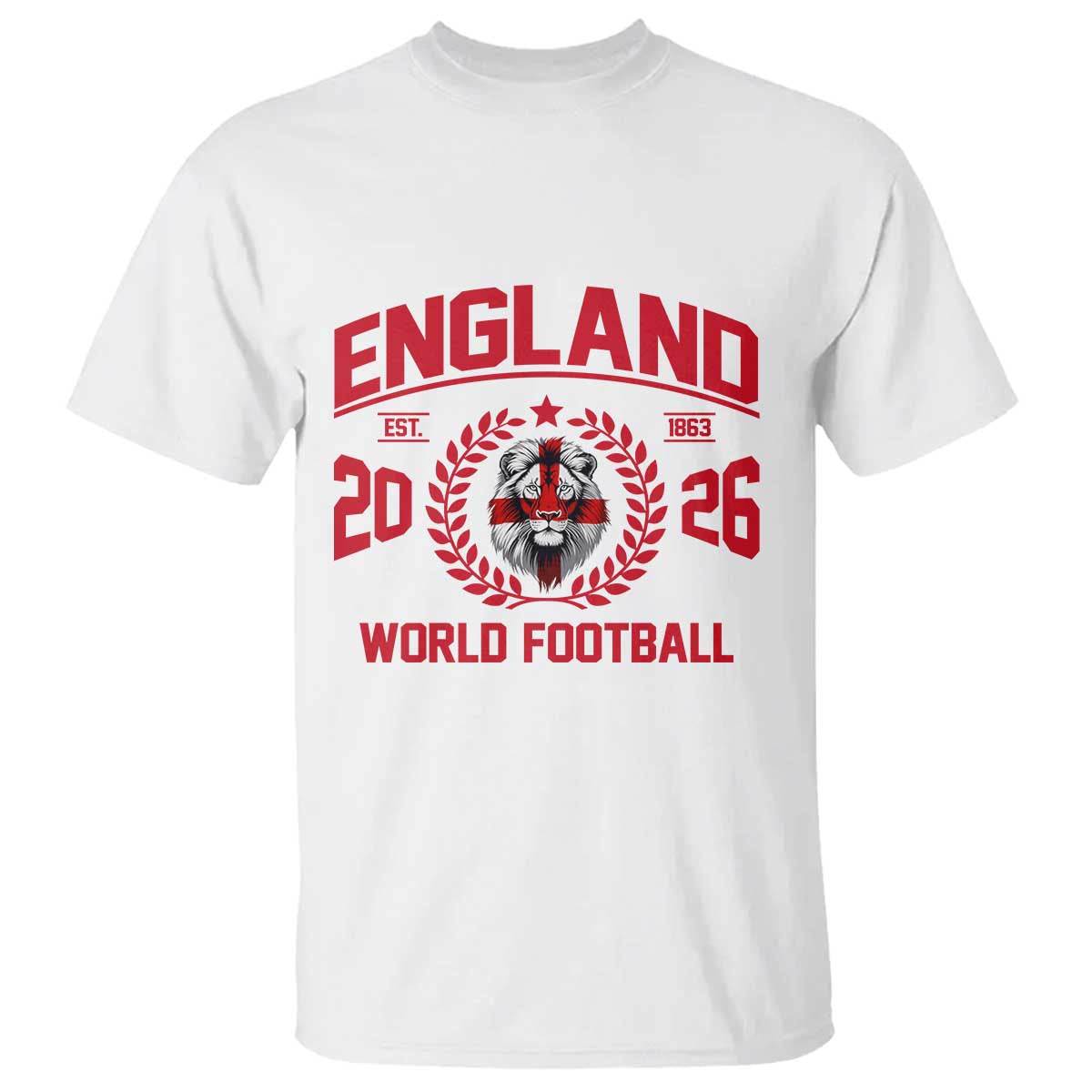 England Football Flag T Shirt Lion St George Cross Soccer Fan Patriotic TS14 White Print Your Wear