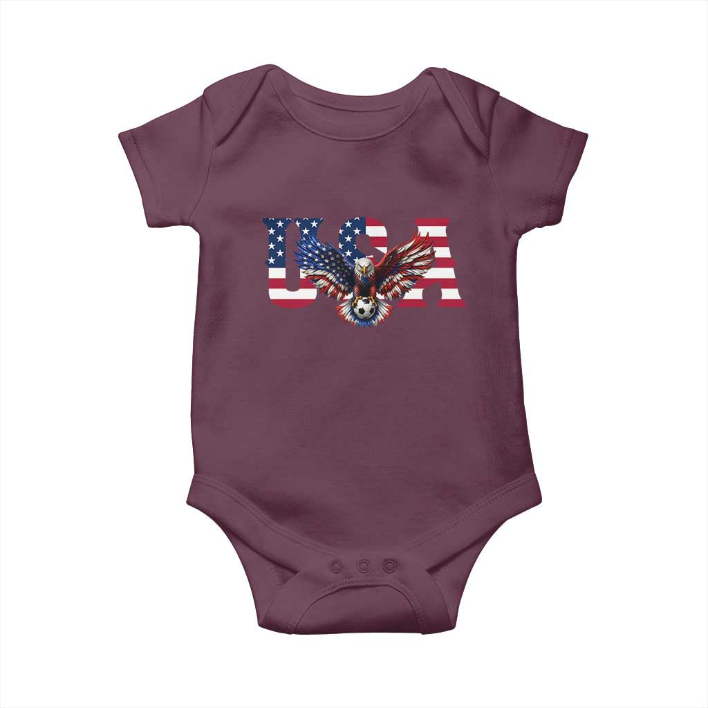 USA Soccer Eagle American Flag Fan Baby Onesie TS14 Maroon Print Your Wear