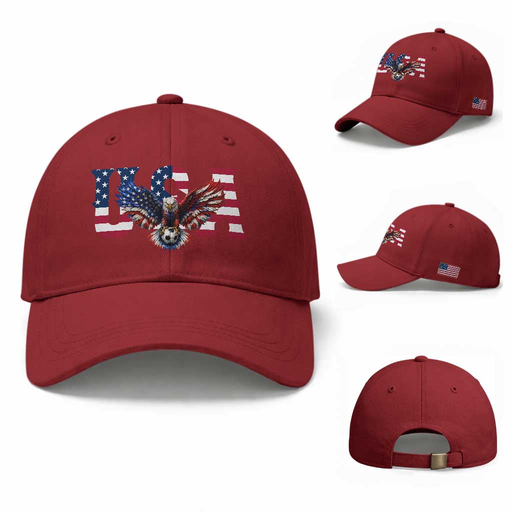USA Soccer Eagle American Flag Fan Baseball Cap TS14 Baseball Cap Universal Fit Cherry Red Print Your Wear