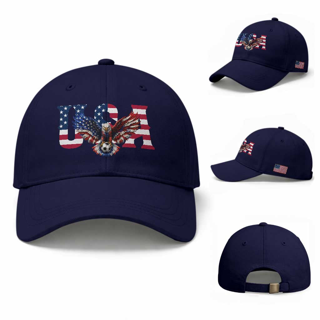 USA Soccer Eagle American Flag Fan Baseball Cap TS14 Baseball Cap Universal Fit Dark Blue Print Your Wear