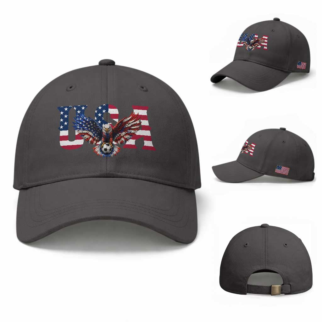 USA Soccer Eagle American Flag Fan Baseball Cap TS14 Baseball Cap Universal Fit Dark Gray Print Your Wear