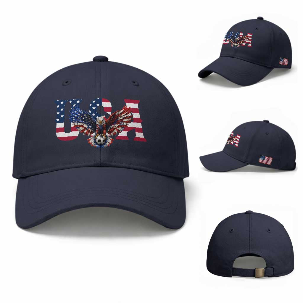 USA Soccer Eagle American Flag Fan Baseball Cap TS14 Baseball Cap Universal Fit Navy Print Your Wear