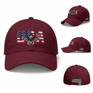 USA Soccer Eagle American Flag Fan Baseball Cap TS14 Baseball Cap Universal Fit Maroon Print Your Wear