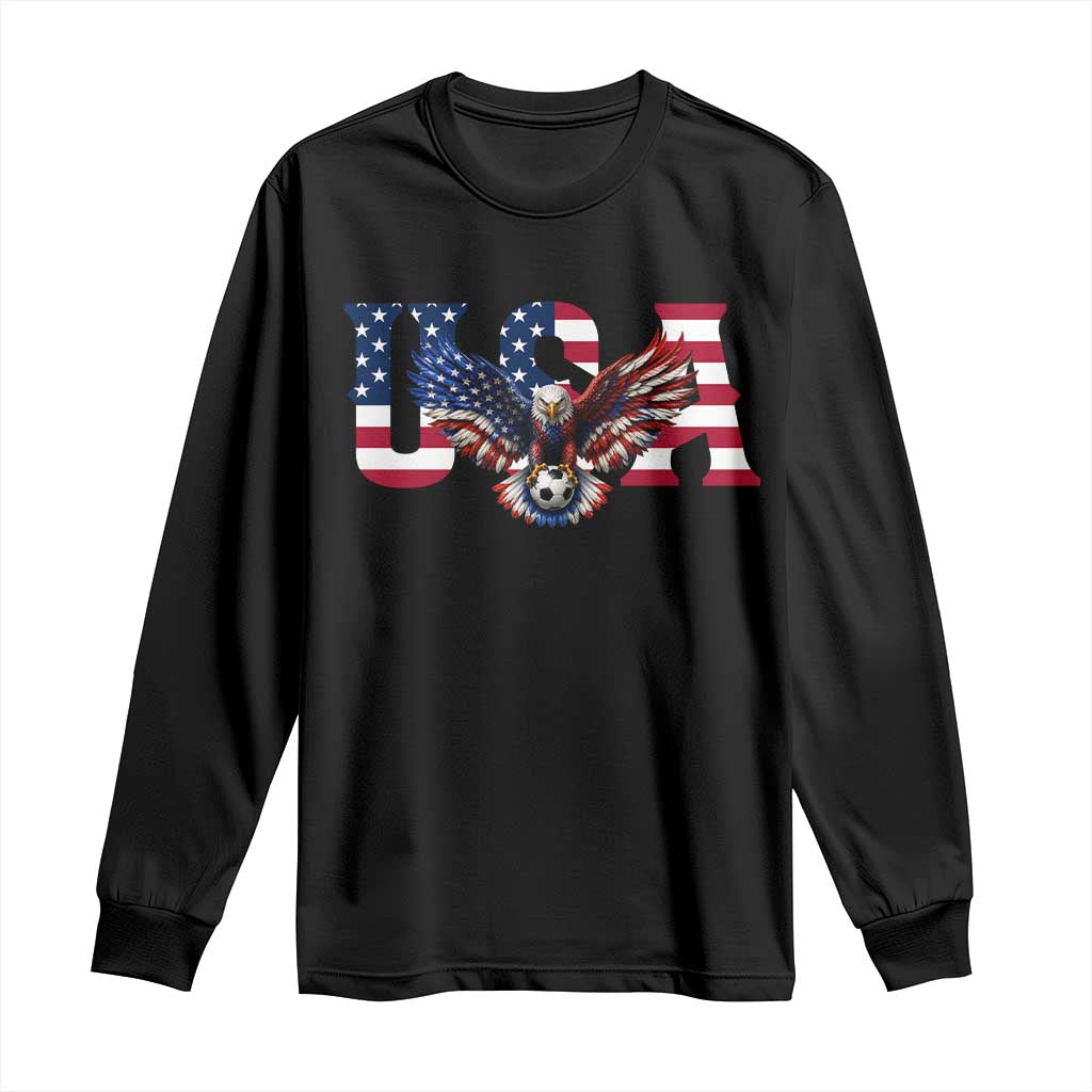 USA Soccer Eagle American Flag Fan Long Sleeve Shirt TS14 Black Print Your Wear