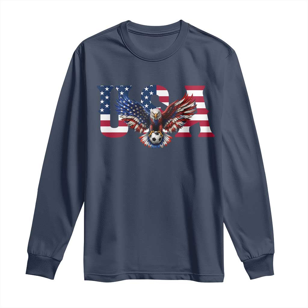 USA Soccer Eagle American Flag Fan Long Sleeve Shirt TS14 Navy Print Your Wear