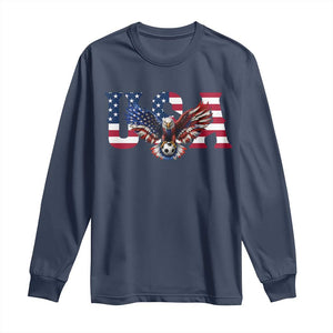 USA Soccer Eagle American Flag Fan Long Sleeve Shirt TS14 Navy Print Your Wear