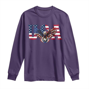 USA Soccer Eagle American Flag Fan Long Sleeve Shirt TS14 Purple Print Your Wear