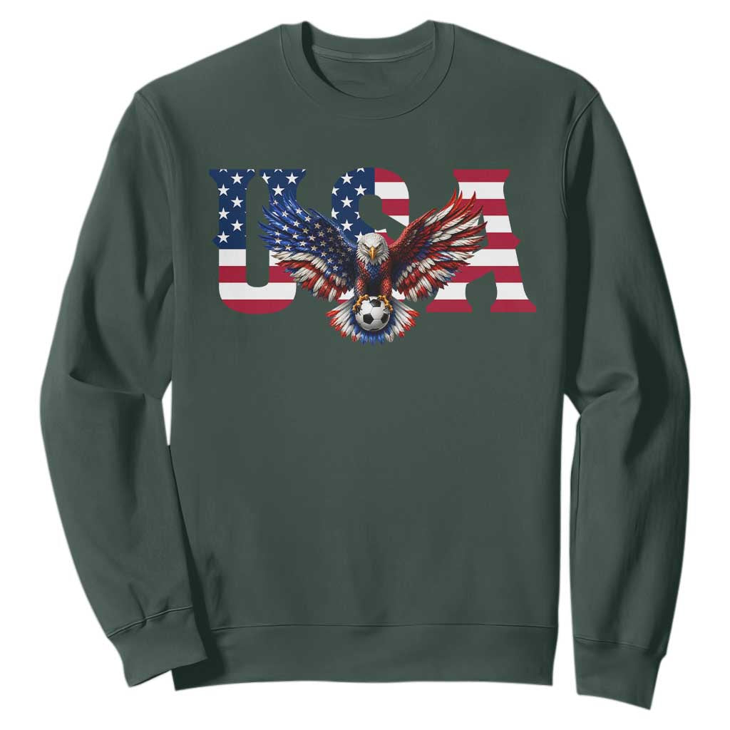 USA Soccer Eagle American Flag Fan Sweatshirt TS14 Dark Forest Green Print Your Wear