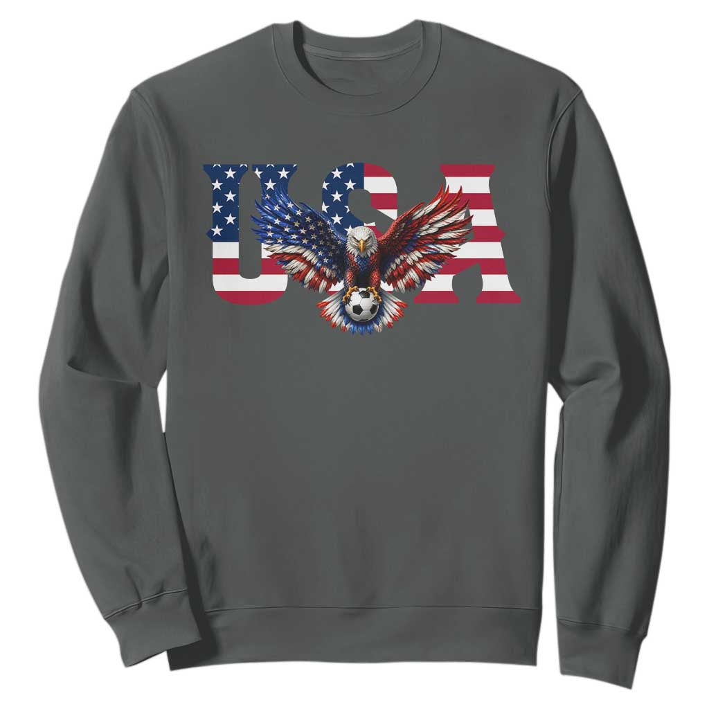 USA Soccer Eagle American Flag Fan Sweatshirt TS14 Dark Heather Print Your Wear