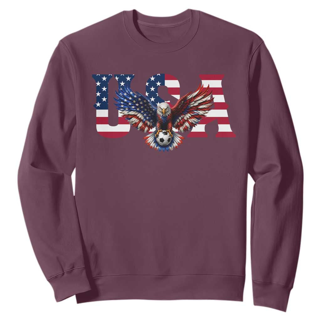 USA Soccer Eagle American Flag Fan Sweatshirt TS14 Maroon Print Your Wear