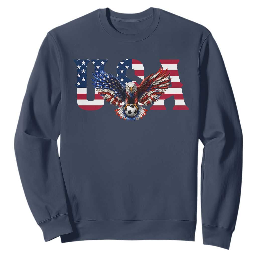 USA Soccer Eagle American Flag Fan Sweatshirt TS14 Navy Print Your Wear