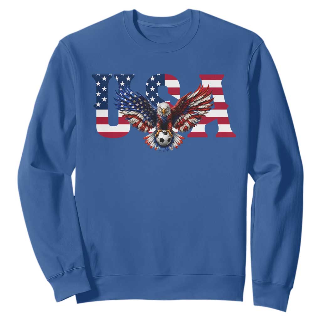 USA Soccer Eagle American Flag Fan Sweatshirt TS14 Royal Blue Print Your Wear