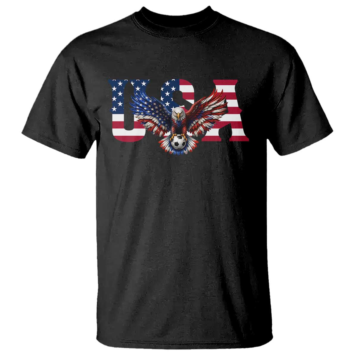 USA Soccer Eagle American Flag Fan T Shirt TS14 Black Print Your Wear