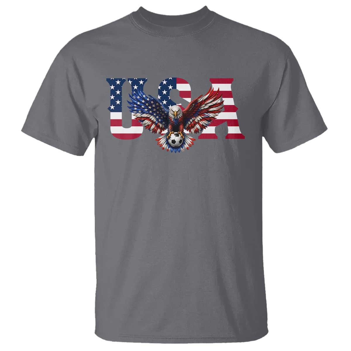 USA Soccer Eagle American Flag Fan T Shirt TS14 Charcoal Print Your Wear