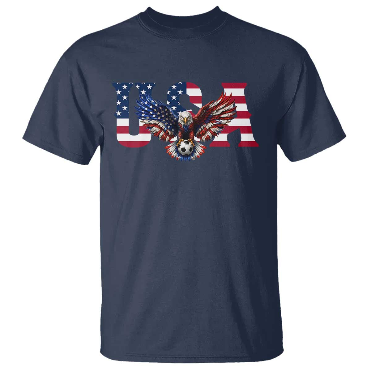 USA Soccer Eagle American Flag Fan T Shirt TS14 Navy Print Your Wear