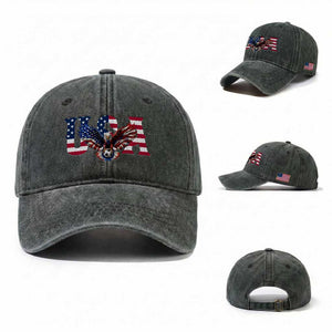 USA Soccer Eagle American Flag Fan Washed Cotton Baseball Cap TS14 Washed Cap Universal Fit Dark Green Print Your Wear