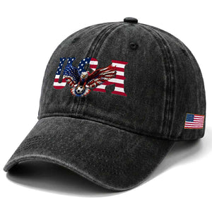 USA Soccer Eagle American Flag Fan Washed Cotton Baseball Cap TS14 Print Your Wear