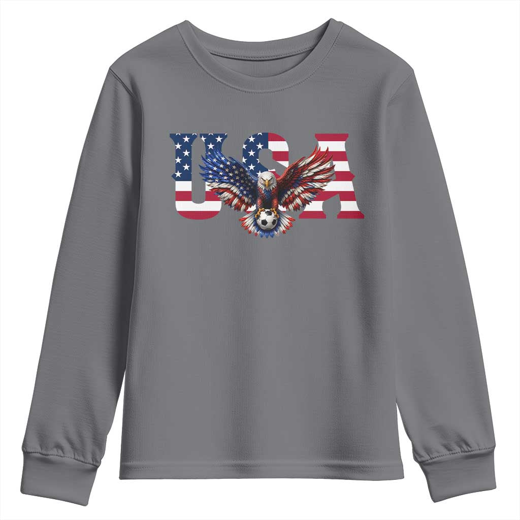 USA Soccer Eagle American Flag Fan Youth Sweatshirt TS14 Charcoal Print Your Wear