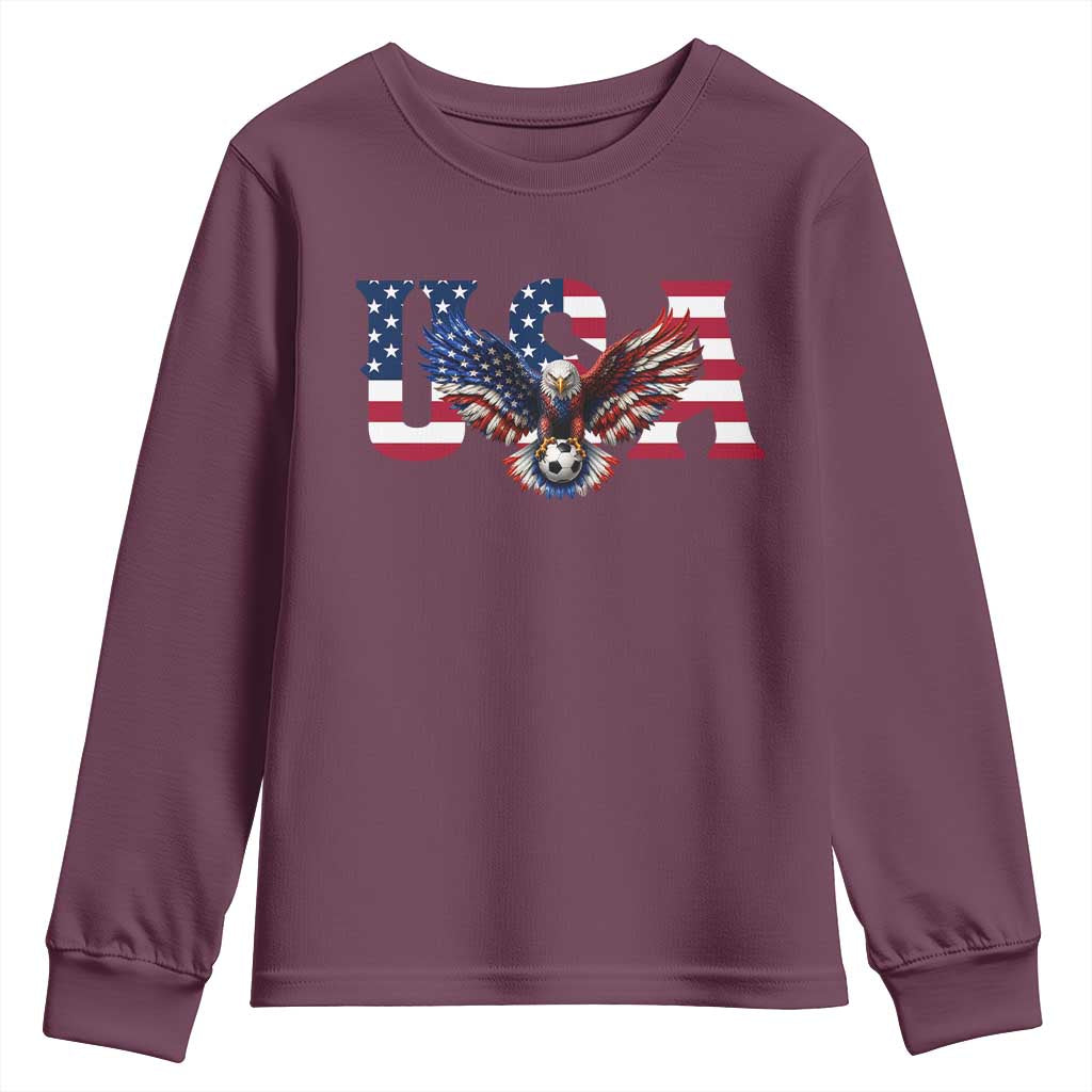 USA Soccer Eagle American Flag Fan Youth Sweatshirt TS14 Maroon Print Your Wear