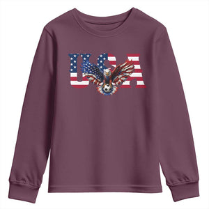 USA Soccer Eagle American Flag Fan Youth Sweatshirt TS14 Maroon Print Your Wear