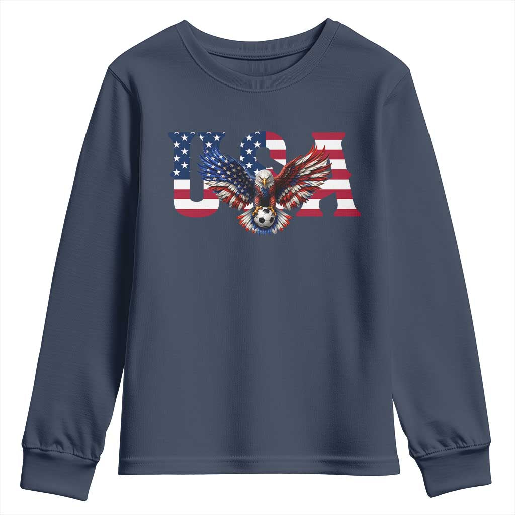 USA Soccer Eagle American Flag Fan Youth Sweatshirt TS14 Navy Print Your Wear