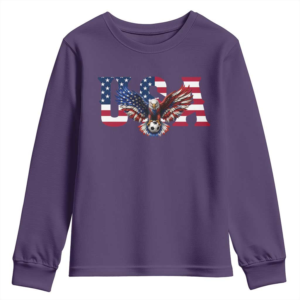 USA Soccer Eagle American Flag Fan Youth Sweatshirt TS14 Purple Print Your Wear