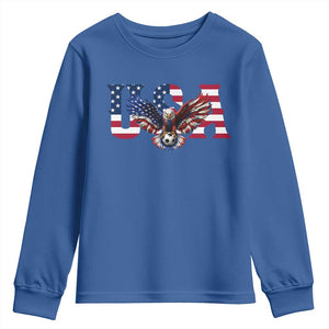 USA Soccer Eagle American Flag Fan Youth Sweatshirt TS14 Royal Blue Print Your Wear