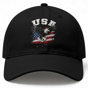 USA Soccer Bald Eagle American Flag Vintage Baseball Cap TS14 Print Your Wear