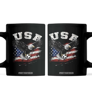 USA Soccer Bald Eagle American Flag Vintage Coffee Mug TS14 Black Print Your Wear