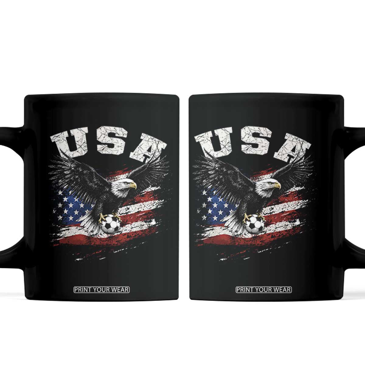 USA Soccer Bald Eagle American Flag Vintage Coffee Mug TS14 Black Print Your Wear