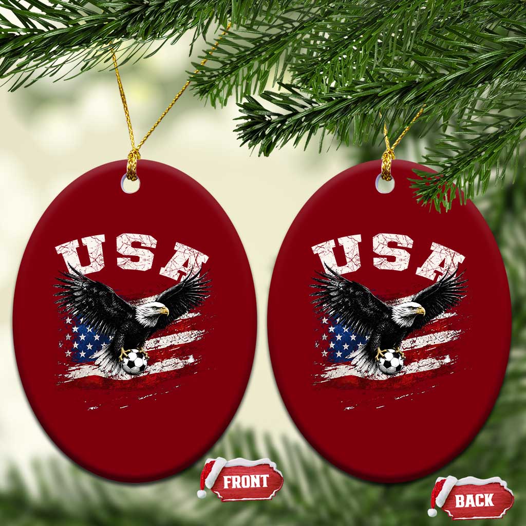 USA Soccer Bald Eagle American Flag Vintage Ceramic Ornament TS14 Print Your Wear
