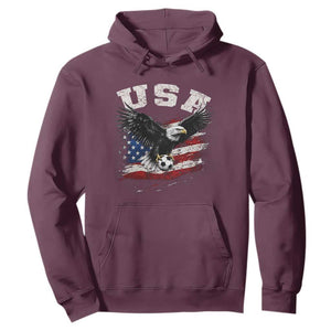 USA Soccer Bald Eagle American Flag Vintage Hoodie TS14 Maroon Print Your Wear