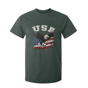 USA Soccer Bald Eagle American Flag Vintage T Shirt For Kid TS14 Dark Forest Green Print Your Wear