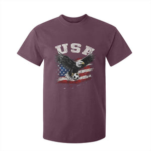 USA Soccer Bald Eagle American Flag Vintage T Shirt For Kid TS14 Maroon Print Your Wear
