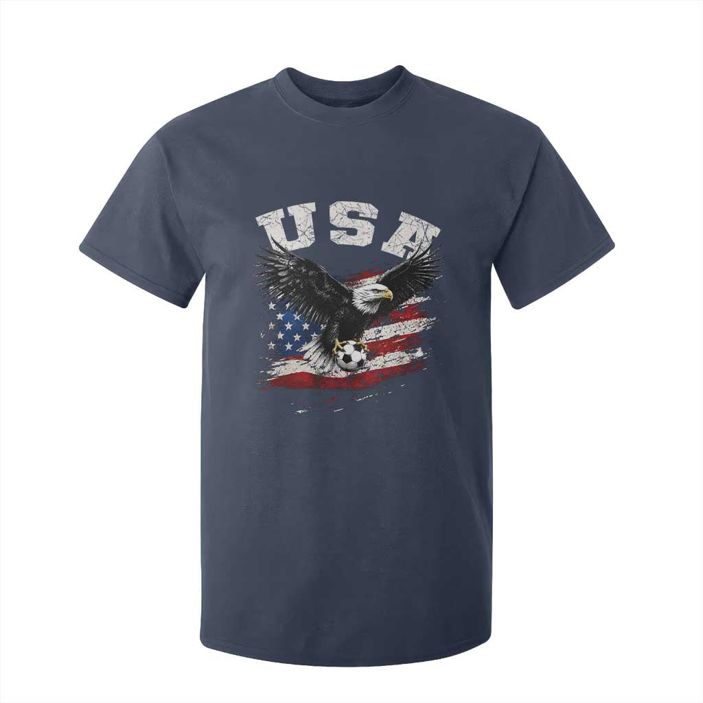 USA Soccer Bald Eagle American Flag Vintage T Shirt For Kid TS14 Navy Print Your Wear
