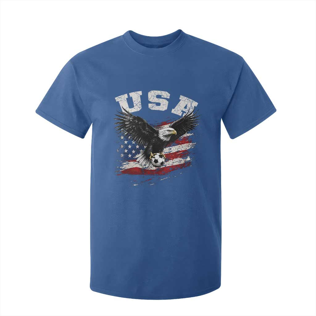 USA Soccer Bald Eagle American Flag Vintage T Shirt For Kid TS14 Royal Blue Print Your Wear