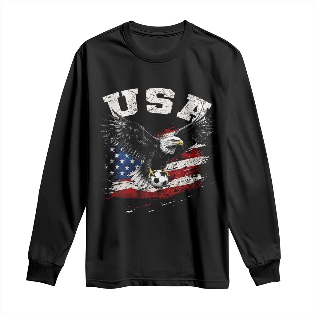 USA Soccer Bald Eagle American Flag Vintage Long Sleeve Shirt TS14 Black Print Your Wear