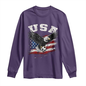 USA Soccer Bald Eagle American Flag Vintage Long Sleeve Shirt TS14 Purple Print Your Wear