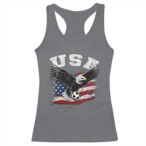 USA Soccer Bald Eagle American Flag Vintage Racerback Tank Top TS14 Charcoal Print Your Wear