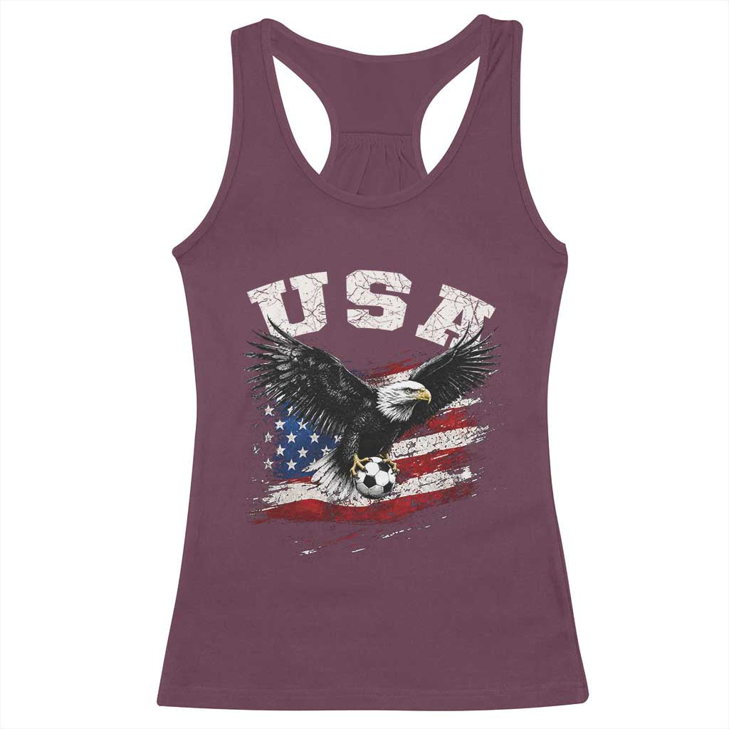 USA Soccer Bald Eagle American Flag Vintage Racerback Tank Top TS14 Maroon Print Your Wear