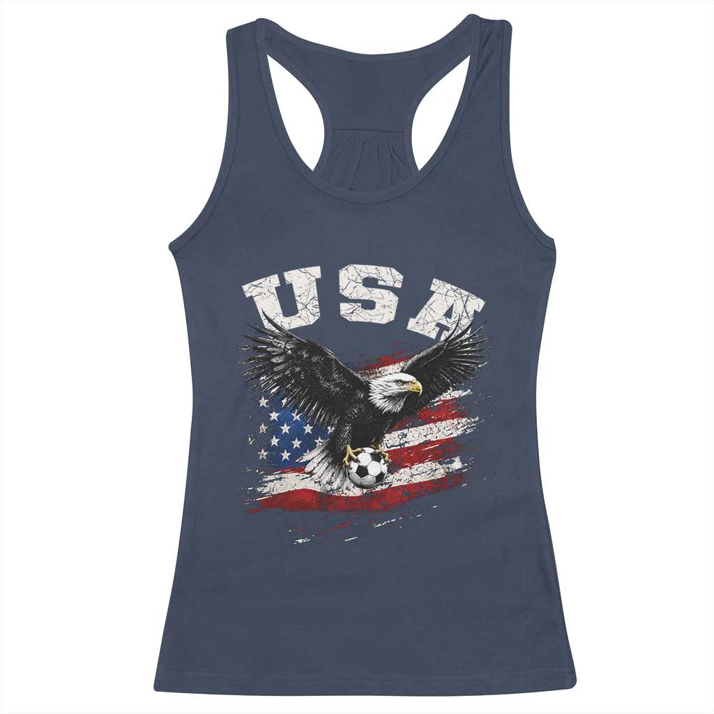 USA Soccer Bald Eagle American Flag Vintage Racerback Tank Top TS14 Navy Print Your Wear
