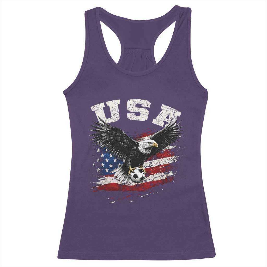 USA Soccer Bald Eagle American Flag Vintage Racerback Tank Top TS14 Purple Print Your Wear
