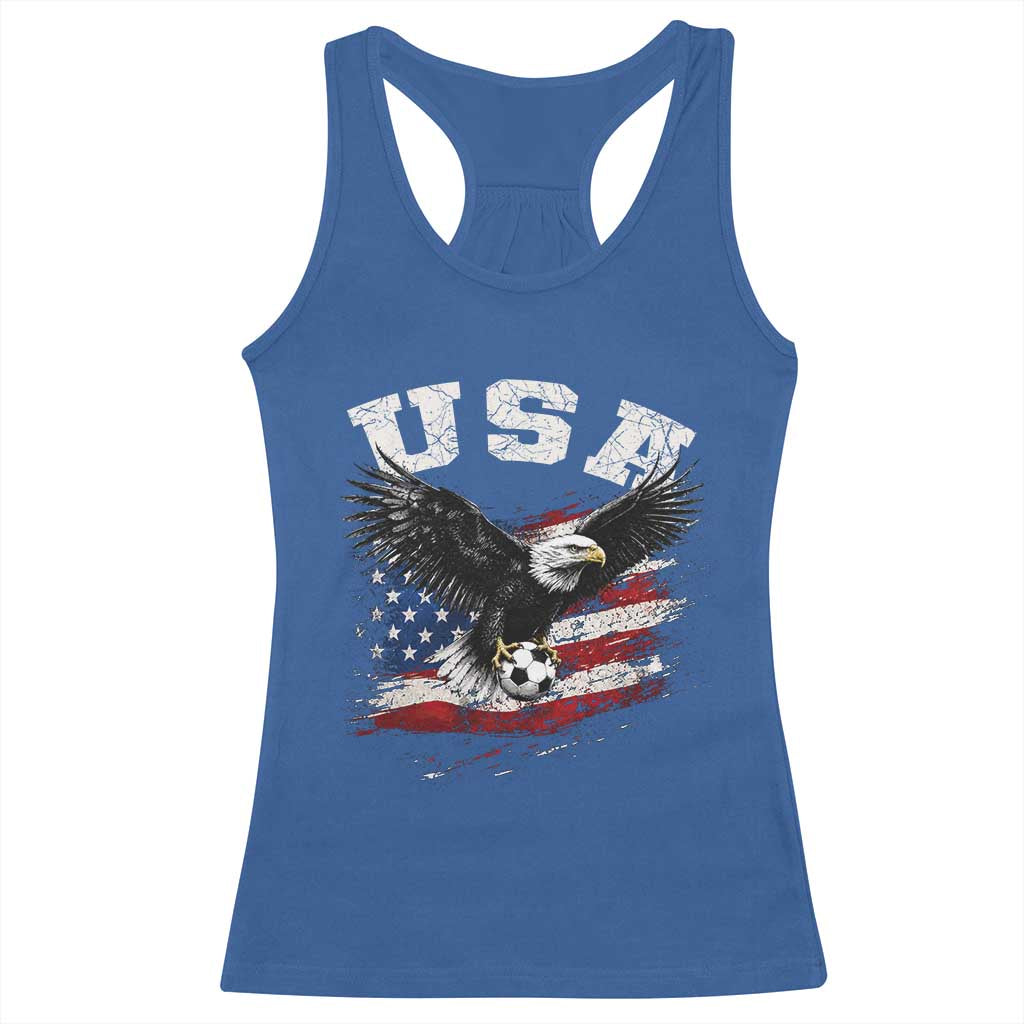 USA Soccer Bald Eagle American Flag Vintage Racerback Tank Top TS14 Royal Blue Print Your Wear