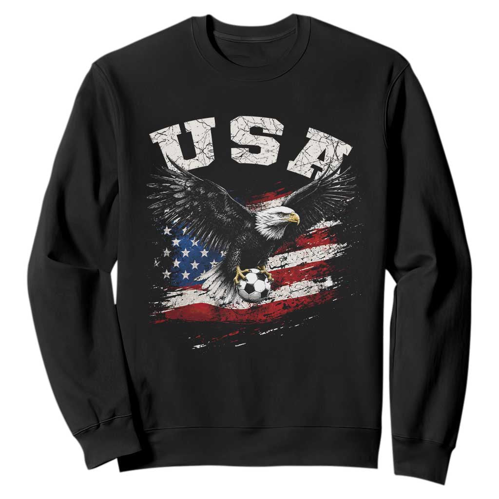 USA Soccer Bald Eagle American Flag Vintage Sweatshirt TS14 Black Print Your Wear