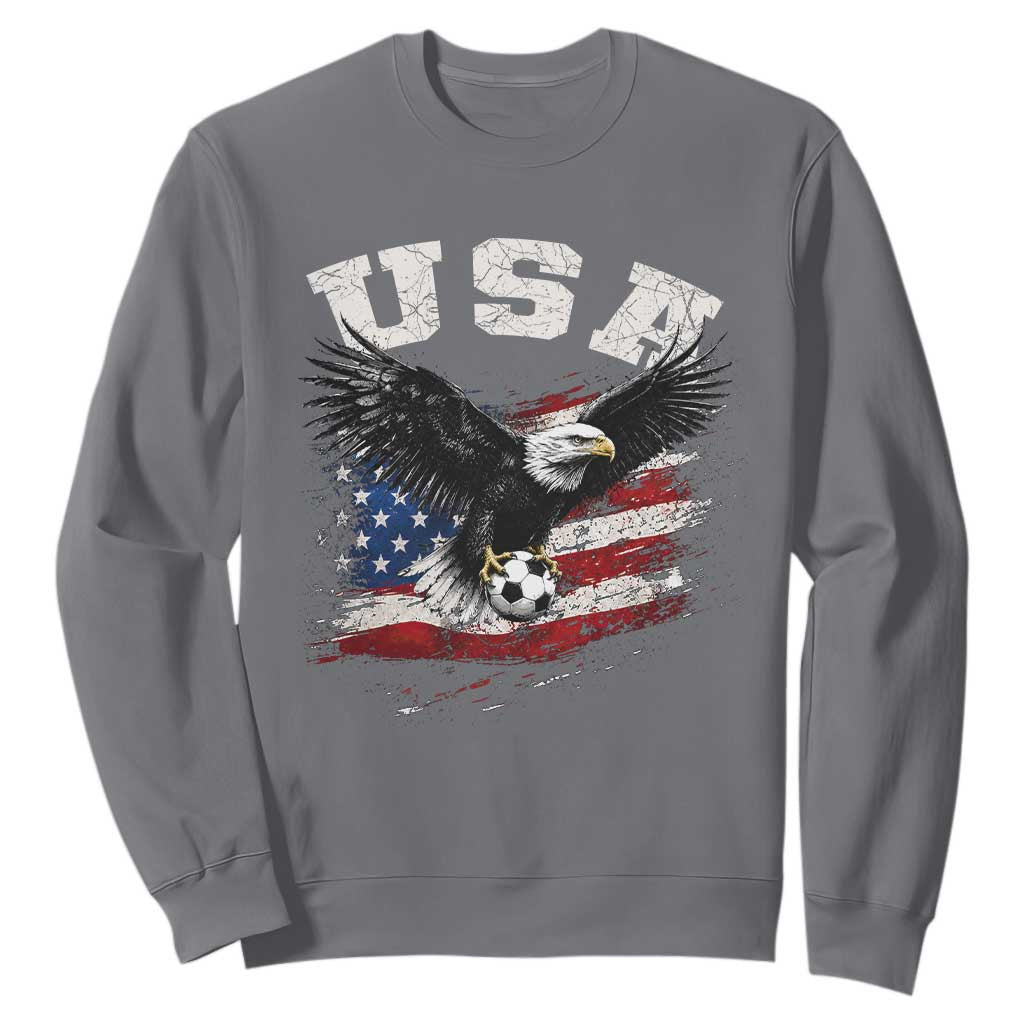 USA Soccer Bald Eagle American Flag Vintage Sweatshirt TS14 Charcoal Print Your Wear