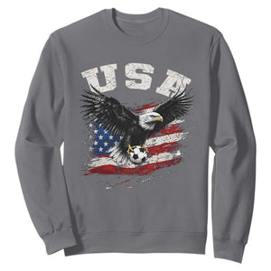 USA Soccer Bald Eagle American Flag Vintage Sweatshirt TS14 Charcoal Print Your Wear