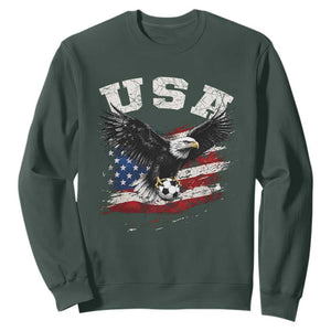 USA Soccer Bald Eagle American Flag Vintage Sweatshirt TS14 Dark Forest Green Print Your Wear