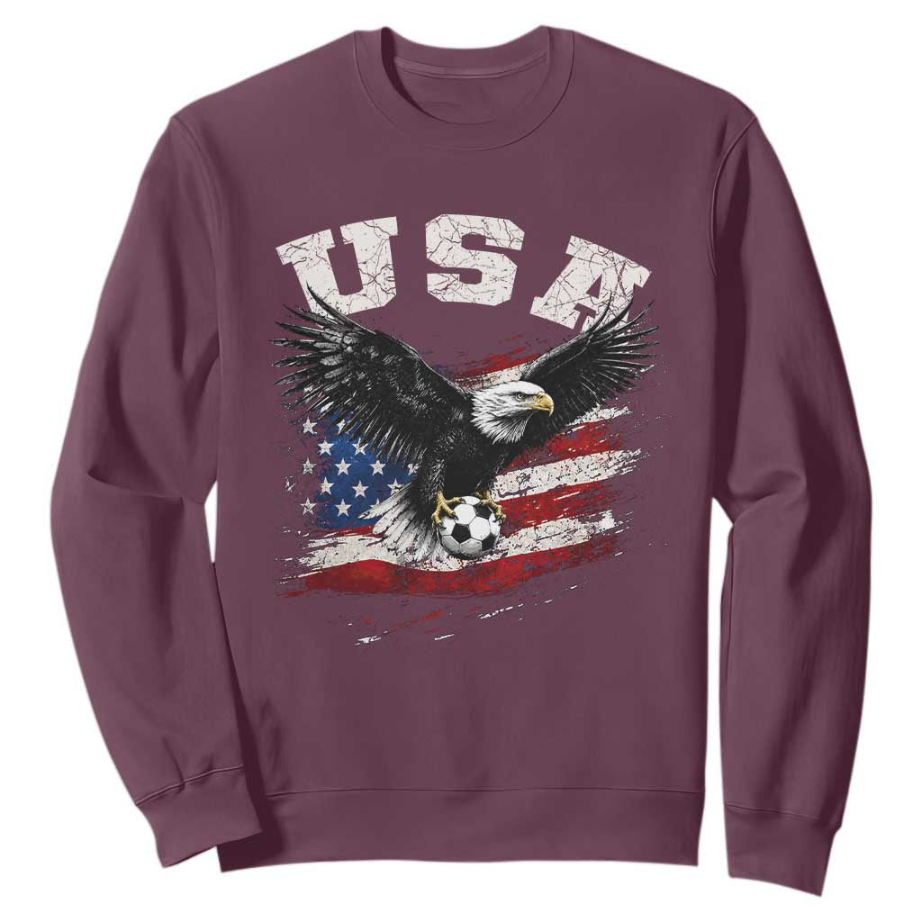 USA Soccer Bald Eagle American Flag Vintage Sweatshirt TS14 Maroon Print Your Wear