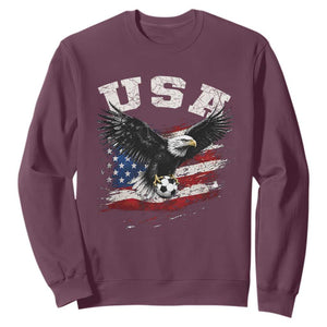 USA Soccer Bald Eagle American Flag Vintage Sweatshirt TS14 Maroon Print Your Wear